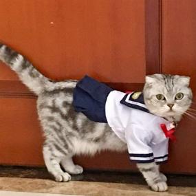 img 1 attached to 🐶 ANIAC Navy Captain Pet Suit: Cute Sailor Costume with Red Bow-Knot Skirt for Cats and Dogs