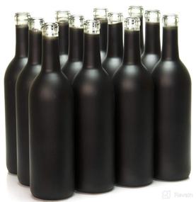 img 1 attached to 🍷 Case of 12 Black Frosted Flat-Bottomed Cork Finish 750ml Glass Bordeaux Wine Bottles by North Mountain Supply - W5BK