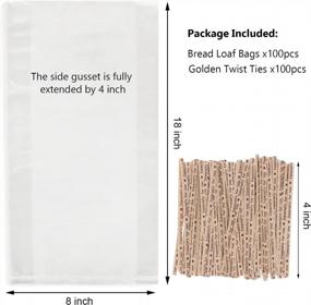 img 3 attached to Bread Bags With Ties,100Pieces 18X4X8 Inches Plastic Bread Bags For Homemade Bread Gift Giving,Clear Bread Loaf Storage Bags