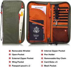 img 3 attached to ZOPPEN RFID Travel Organizer: бумажник для паспорта с чехлом на молнии и съемным ремешком на запястье для документов