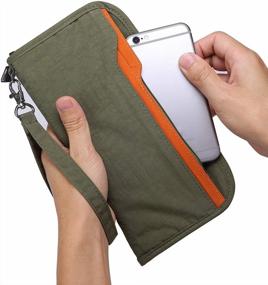 img 1 attached to ZOPPEN RFID Travel Organizer: бумажник для паспорта с чехлом на молнии и съемным ремешком на запястье для документов