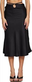 img 4 attached to Поднимите свой стиль на новый уровень: женская атласная шелковая юбка миди с вырезом крест-накрест Arjungo