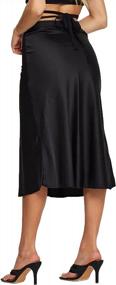 img 1 attached to Поднимите свой стиль на новый уровень: женская атласная шелковая юбка миди с вырезом крест-накрест Arjungo