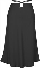 img 3 attached to Elevate Your Style: Arjungo Women'S Satin Silk Criss-Cross Lace Cutout Midi Skirt