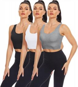 img 4 attached to Cotton Crop Top With Built-In Shelf Bra - DYLH Women'S Crop Tank Top (Pack Of 1/3)