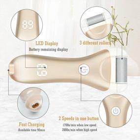 img 1 attached to BOMPOW Electric Foot File Waterproof Scrubber For Cracked Heels And Dead Skin Removal With 3 Roller Heads (Gold)