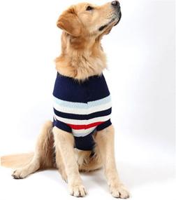 img 2 attached to 🐶 Winter Warmth for Dogs: Delifur Dog Stripes Classic Sweaters - Perfect for Small, Medium, and Large Breeds