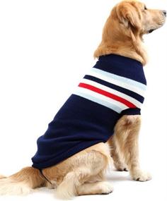 img 3 attached to 🐶 Winter Warmth for Dogs: Delifur Dog Stripes Classic Sweaters - Perfect for Small, Medium, and Large Breeds