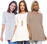 women's 3 pack tunic top - casual 3/4 sleeve scoop neck long flowy swing basic blouses t shirts made in usa by isaac liev logo