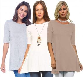 img 4 attached to Women'S 3 Pack Tunic Top - Casual 3/4 Sleeve Scoop Neck Long Flowy Swing Basic Blouses T Shirts Made In USA By Isaac Liev