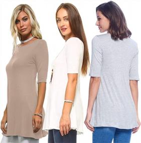 img 3 attached to Women'S 3 Pack Tunic Top - Casual 3/4 Sleeve Scoop Neck Long Flowy Swing Basic Blouses T Shirts Made In USA By Isaac Liev