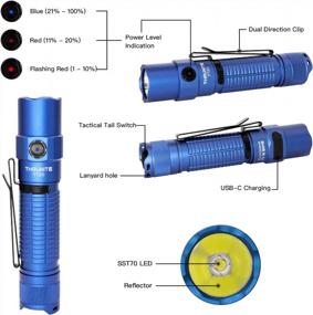 img 2 attached to ThruNite TT20 Rechargeable Flashlight, Momentary-On Tail Switch, High 2526 Lumens Bright Output Turbo Mode, USB C Rechargeable, 258 Meters Beam Distance, For Hunting, Hiking - Blue CW