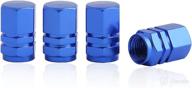 🔷 godeson dark blue aluminum hexagon style tire valve stem caps (4 pcs/set) - premium aluminum tire wheel stem air valve caps for auto, car, motorcycle, bicycle логотип