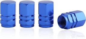 img 4 attached to 🔷 GODESON Dark Blue Aluminum Hexagon Style Tire Valve Stem Caps (4 Pcs/Set) - Premium Aluminum Tire Wheel Stem Air Valve Caps for Auto, Car, Motorcycle, Bicycle