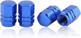 img 3 attached to 🔷 GODESON Dark Blue Aluminum Hexagon Style Tire Valve Stem Caps (4 Pcs/Set) - Premium Aluminum Tire Wheel Stem Air Valve Caps for Auto, Car, Motorcycle, Bicycle