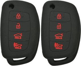 img 4 attached to 2Pcs Coolbestda Rubber 4Buttons Flip Key Fob Remote Skin Cover Protector Keyless Entry Case For Hyundai Sonata Santa Fe Tucson Black