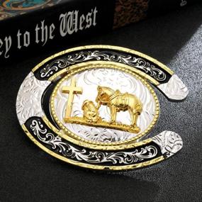 img 2 attached to Large Golden Rodeo Texas Cowboy Western Belt Buckle - HUABOLA CALYN Long Horn Bull