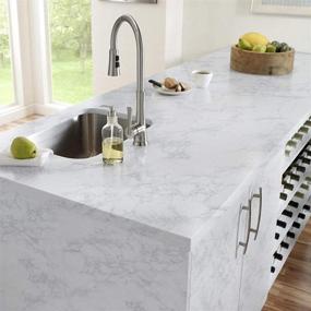 img 4 attached to Yancorp 16"X120" Peel And Stick White Gray Marble Wallpaper - Easy-Removable Grey Vinyl Film For Countertops, Decorative Shelf Liner And Self-Adhesive Kitchen Backsplash Decoration