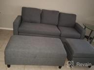 img 1 attached to Modern Reversible Sectional Sofa With Chaise And Ottoman In Bluish Grey Linen Fabric - Perfect For Apartments And Small Spaces From HONBAY review by John Harvieux