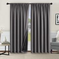 wontex 100% grey blackout curtains for bedroom 42 x 84 inches long - thermal insulated, noise reducing, sun blocking lined rod pocket window curtain panels for living room, set of 2 winter curtains logo