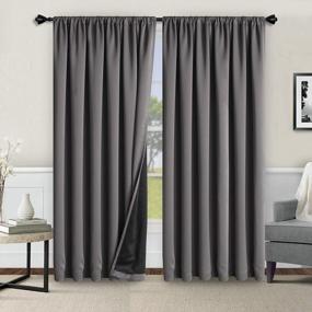 img 4 attached to WONTEX 100% Grey Blackout Curtains For Bedroom 42 X 84 Inches Long - Thermal Insulated, Noise Reducing, Sun Blocking Lined Rod Pocket Window Curtain Panels For Living Room, Set Of 2 Winter Curtains