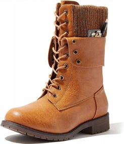 img 4 attached to Stylish And Functional: DailyShoes Women'S Military Buckle Combat Boots With Credit Card Pocket