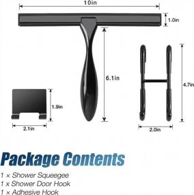 img 1 attached to Simtive 10-Inch Shower Squeegee Set With Hooks - Perfect For Cleaning Shower Doors, Mirrors, And Windows