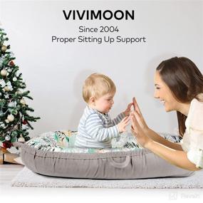 img 2 attached to 👶 VIVIMOON Baby Lounger for Newborns 0-12 Months - Ultra Soft, 100% Organic Breathable Cotton Newborn Lounger - Infant Floor Seats & Loungers - Essential Newborn Baby Lounger - Grey Leaves