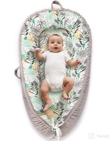 img 4 attached to 👶 VIVIMOON Baby Lounger for Newborns 0-12 Months - Ultra Soft, 100% Organic Breathable Cotton Newborn Lounger - Infant Floor Seats & Loungers - Essential Newborn Baby Lounger - Grey Leaves