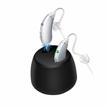 rechargeable bte hearing aids for seniors and adults with adaptive feedback cancellation and layered noise reduction - two sound tube options, latest upgrade, including charging dock (pair) logo