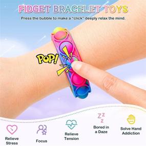img 3 attached to Stress Relief Wristband Fidget Toys: Wearable Push Pop Bubble Sensory Hand Finger Press Silicone Bracelet Toy