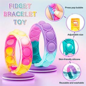 img 2 attached to Stress Relief Wristband Fidget Toys: Wearable Push Pop Bubble Sensory Hand Finger Press Silicone Bracelet Toy
