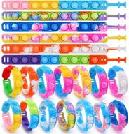 stress relief wristband fidget toys: wearable push pop bubble sensory hand finger press silicone bracelet toy logo