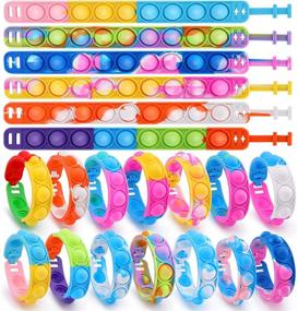img 4 attached to Stress Relief Wristband Fidget Toys: Wearable Push Pop Bubble Sensory Hand Finger Press Silicone Bracelet Toy