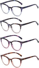 img 3 attached to 👓 Stylish and Lightweight Cateye Readers: 100 CLASSIC 4 Pack Reading Glasses with Spring Hinge - Four Colors for Women and Men