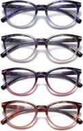 👓 stylish and lightweight cateye readers: 100 classic 4 pack reading glasses with spring hinge - four colors for women and men logo