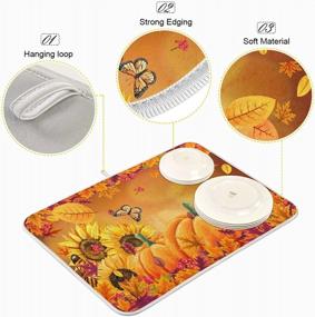 img 1 attached to Get Your Kitchen Fall-Ready With A 16X18 Inch Autumn Dish Drying Mat Featuring Pumpkin And Butterfly Design