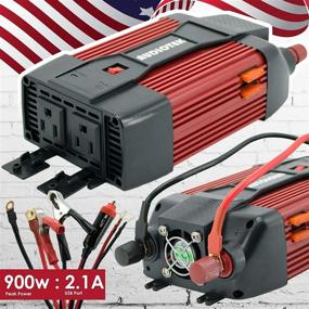 img 4 attached to Audiotek 900W Power Inverter DC 12V AC 110V Car Converter with Fast USB Ports: Efficient Charge on the Go!