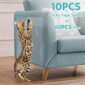 img 4 attached to 🐱 Sioloc Cat Scratch Tape: Furniture Protector for Couch, 10 Pcs Anti-Scratch Sticky Tape and Sofa Guard - Deterrent and Protector from Cats