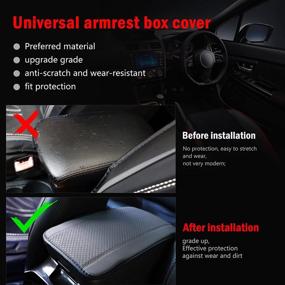 img 1 attached to 🚗 Universal PU Leather Car Armrest Cover: Waterproof Arm Rest Cushion Protector Pad for SUV/Truck/Car - JAVMOO Auto Center Console Cover, Vehicle Interior Accessories