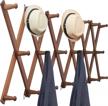 organize in style with webi's expandable wooden accordion wall hanger: 20 peg hooks for hats, coats, and more in rustic brown logo