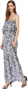 img 4 attached to Women'S Floral Off Shoulder Strapless Boho Maxi Dress Summer Beach Long Ruffle
