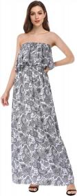 img 3 attached to Women'S Floral Off Shoulder Strapless Boho Maxi Dress Summer Beach Long Ruffle
