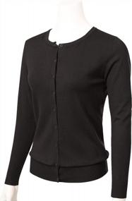 img 3 attached to Lightweight Long-Sleeve Button-Down Crewneck Cardigan Sweater For Women By Allsense