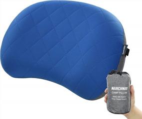 img 4 attached to MARCHWAY Ultralight Inflatable Camping Pillow With Soft Washable Cover, Compact Compressible Portable Travel Air Pillow For Outdoor Camp, Sport, Hiking, Backpacking Sleep And Lumbar Support (Blue)