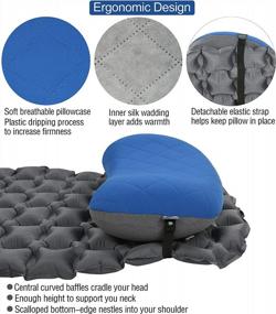 img 3 attached to MARCHWAY Ultralight Inflatable Camping Pillow With Soft Washable Cover, Compact Compressible Portable Travel Air Pillow For Outdoor Camp, Sport, Hiking, Backpacking Sleep And Lumbar Support (Blue)