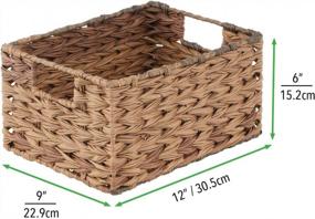 img 1 attached to 3 Pack MDesign Woven Brown Ombre Farmhouse Kitchen Pantry Storage Basket Bin Box