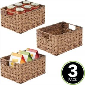img 3 attached to 3 Pack MDesign Woven Brown Ombre Farmhouse Kitchen Pantry Storage Basket Bin Box