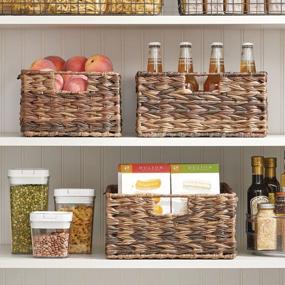 img 2 attached to 3 Pack MDesign Woven Brown Ombre Farmhouse Kitchen Pantry Storage Basket Bin Box