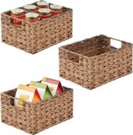 3 pack mdesign woven brown ombre farmhouse kitchen pantry storage basket bin box logo